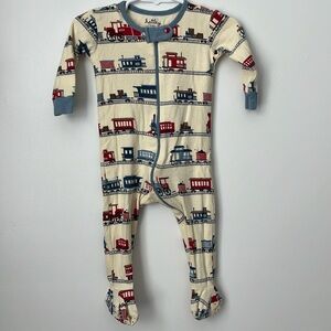 Hatley Train Zip Up Footies.  Size 3-6M.